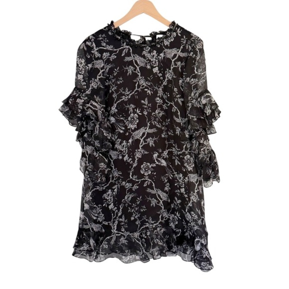NWT Sachin & Babi Maggie Dress Jet (Black/White Print) Silk Floral Size 6 - Picture 2 of 11